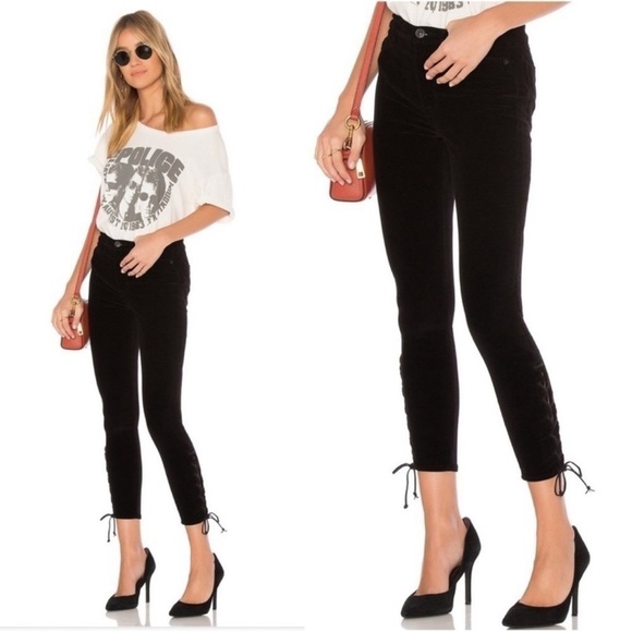 Hudson Nix High Rise Lace Hem Velvet  Crop Jeans Sz 26 - Picture 1 of 8